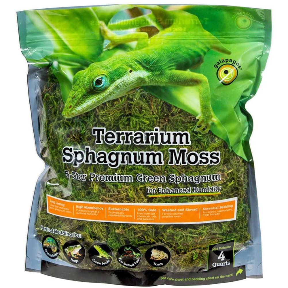 Galapagos 5-Star Terrarium Sphagnum Moss Snake Bedding Substrate Fresh Green 4 qt - Pet Supplies - Galapagos
