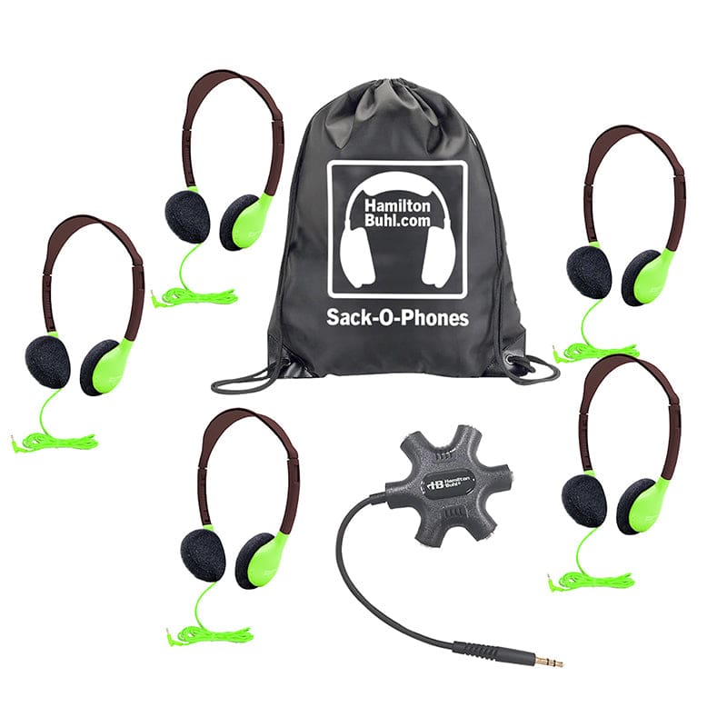 Galaxy Headphones Grn 5/Pk with Access - Headphones - Hamilton Electronics Vcom