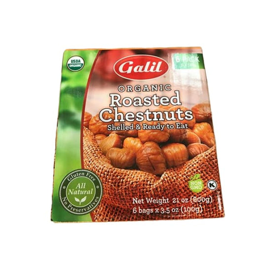 Galil Organic Roasted Chestnuts - 6 count x 3.5 oz Bags - ShelHealth.Com