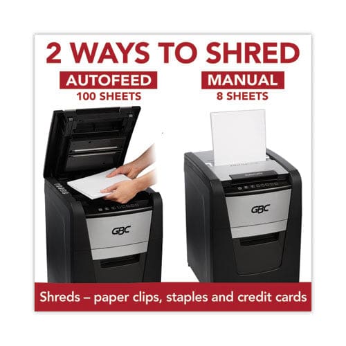 GBC Autofeed+ 100x Super Cross-cut Home Office Shredder 100 Auto/8 Manual Sheet Capacity - Technology - GBC®