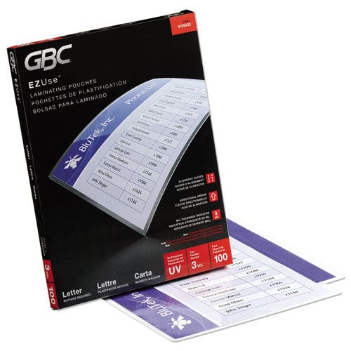 GBC Ezuse Thermal Laminating Pouches 3 Mil 9 X 11.5 Gloss Clear 100/box - Technology - GBC®
