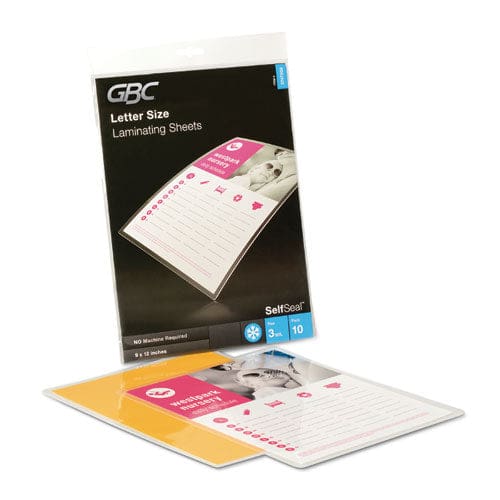 GBC Selfseal Self-adhesive Laminating Pouches And Single-sided Sheets 3 Mil 9 X 12 Gloss Clear 10/pack - Technology - GBC®