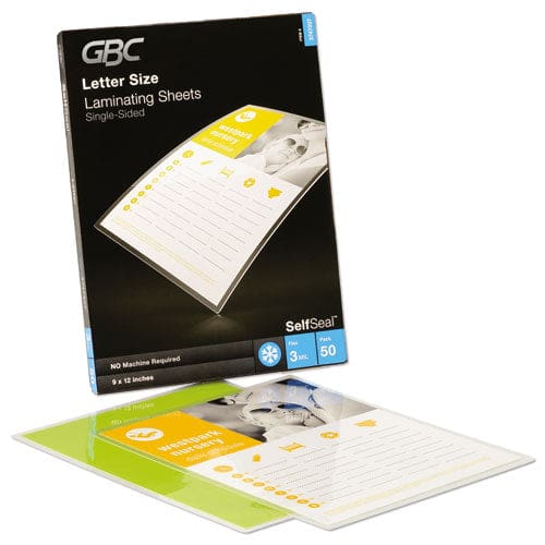 GBC Selfseal Self-adhesive Laminating Pouches And Single-sided Sheets 3 Mil 9 X 12 Gloss Clear 50/pack - Technology - GBC®