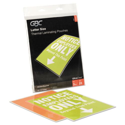 GBC Ultraclear Thermal Laminating Pouches 3 Mil 9 X 11.5 Gloss Clear 25/pack - Technology - GBC®