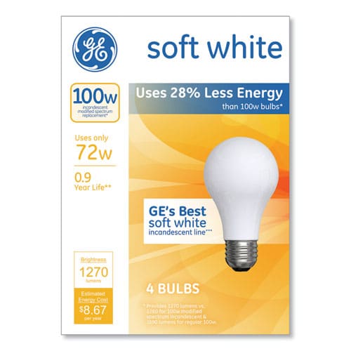 GE Energy-efficient A19 Halogen Bulb Soft White 53 W 4/pack - Technology - GE