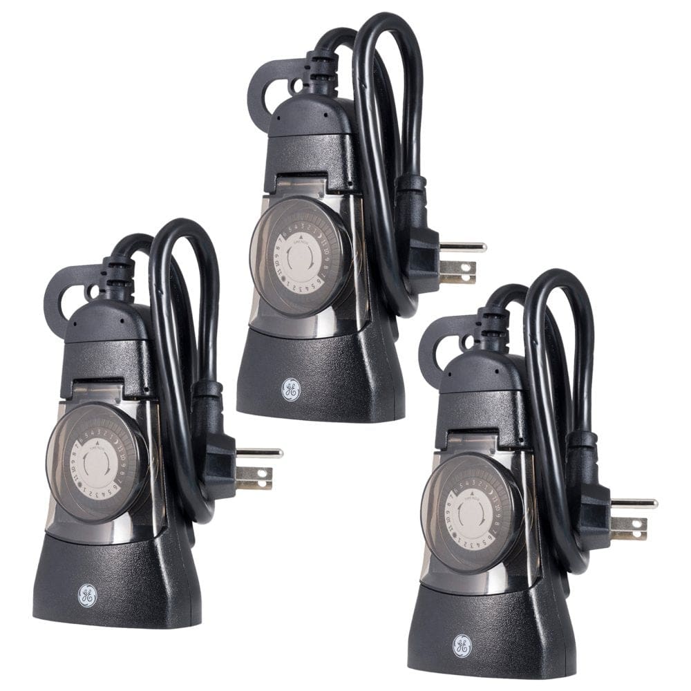 GE Indoor/Outdoor 24-Hr. Mechanical Timer Black (3-Pack) - Security Lighting - GE