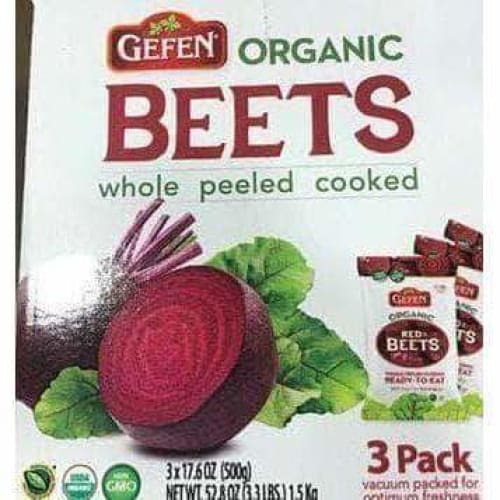 Gefen Organic Red Beets whole peeled cooked 3 pack (3.3 lbs) - ShelHealth.Com