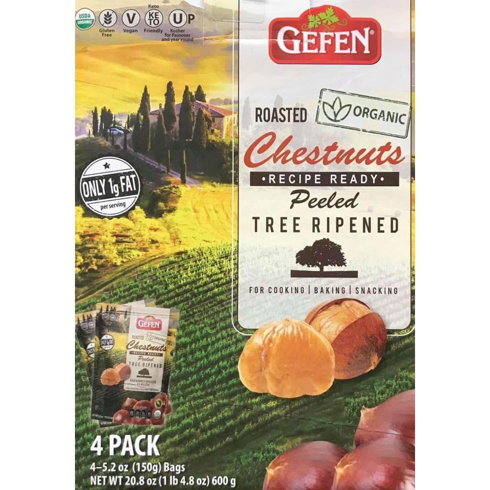 Gefen Whole Organic Chestnuts, Roasted and Peeled , 5.2-Ounces (Pack of 4) - ShelHealth.Com