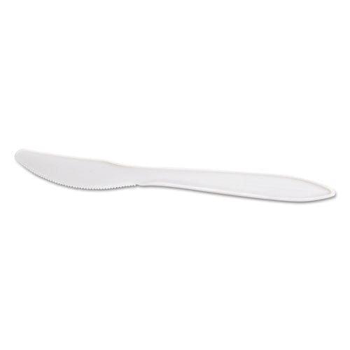 GEN Wrapped Cutlery 6.25 Knife Mediumweight Polypropylene White 1,000/carton - Food Service - GEN