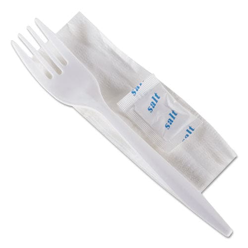 GEN Wrapped Cutlery Kit 6,25 Fork/napkin/salt Polypropylene White 500/carton - Food Service - GEN