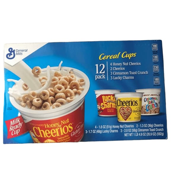 General Mills Cereal Cup, Variety Pack, 12-count - ShelHealth.Com