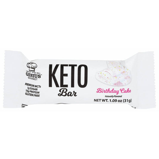 GENIUS GOURMET Grocery > Nutritional Bars GENIUS GOURMET: Birthday Cake Keto Bar, 1.09 oz