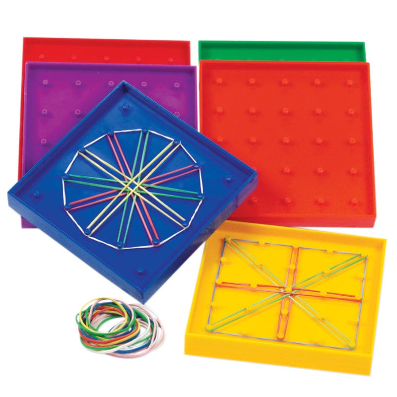 Geoboard Double-Sided Rainbow 6-Pk 5 X 5 Plastic 5 6 Colors (Pack of 2) - Geometry - Learning Resources