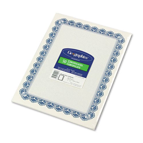 Geographics Archival Quality Parchment Paper Certificates 11 X 8.5 Horizontal Orientation Blue With Blue Royalty Border 50/pack - Office -