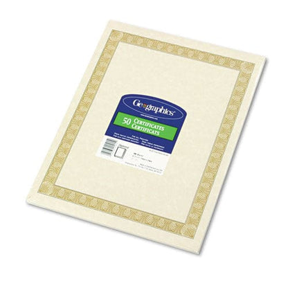 Geographics Archival Quality Parchment Paper Certificates 11 X 8.5 Horizontal Orientation Natural With White Diplomat Border 50/pack -