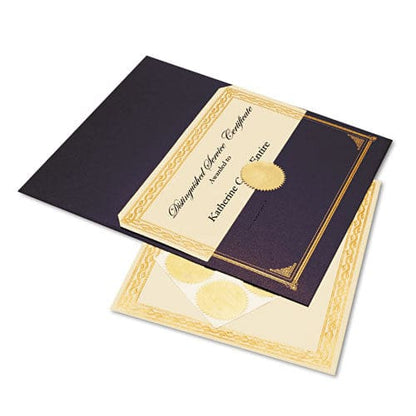 Geographics Ivory/gold Foil Embossed Award Certificate Kit 8.5 X 11 Blue Metallic Cover Gold Border 6/kit - Office - Geographics®