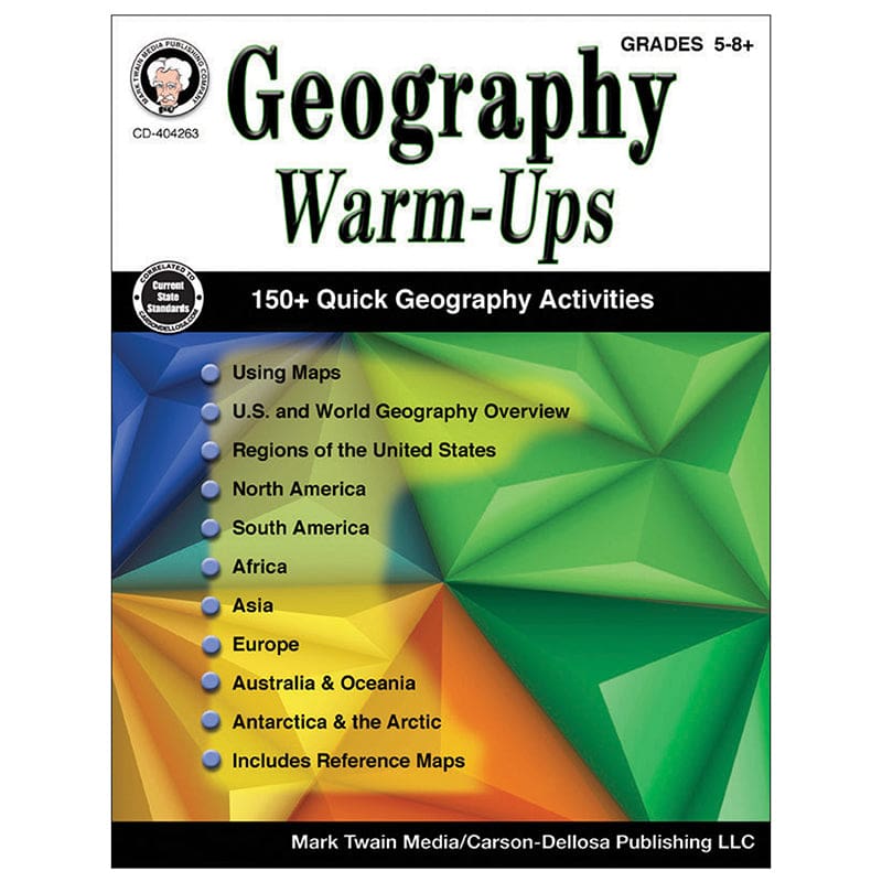 Geography Warm Ups Book Gr5-8 (Pack of 3) - Geography - Carson Dellosa Education