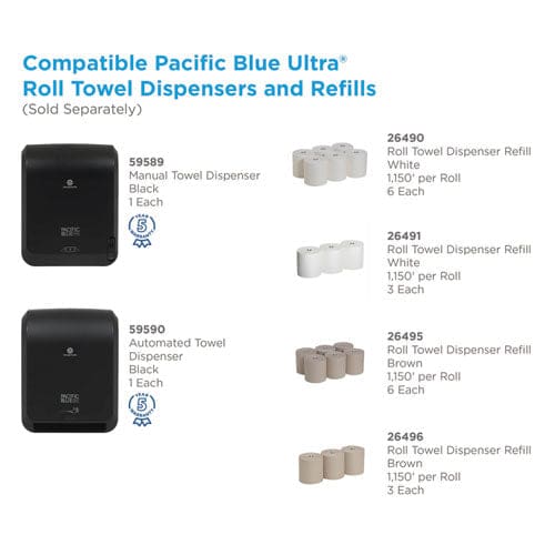 Georgia Pacific Professional Pacific Blue Ultra Paper Towel Dispenser Automated 12.9 X 9 X 16.8 Black - Janitorial & Sanitation - Georgia