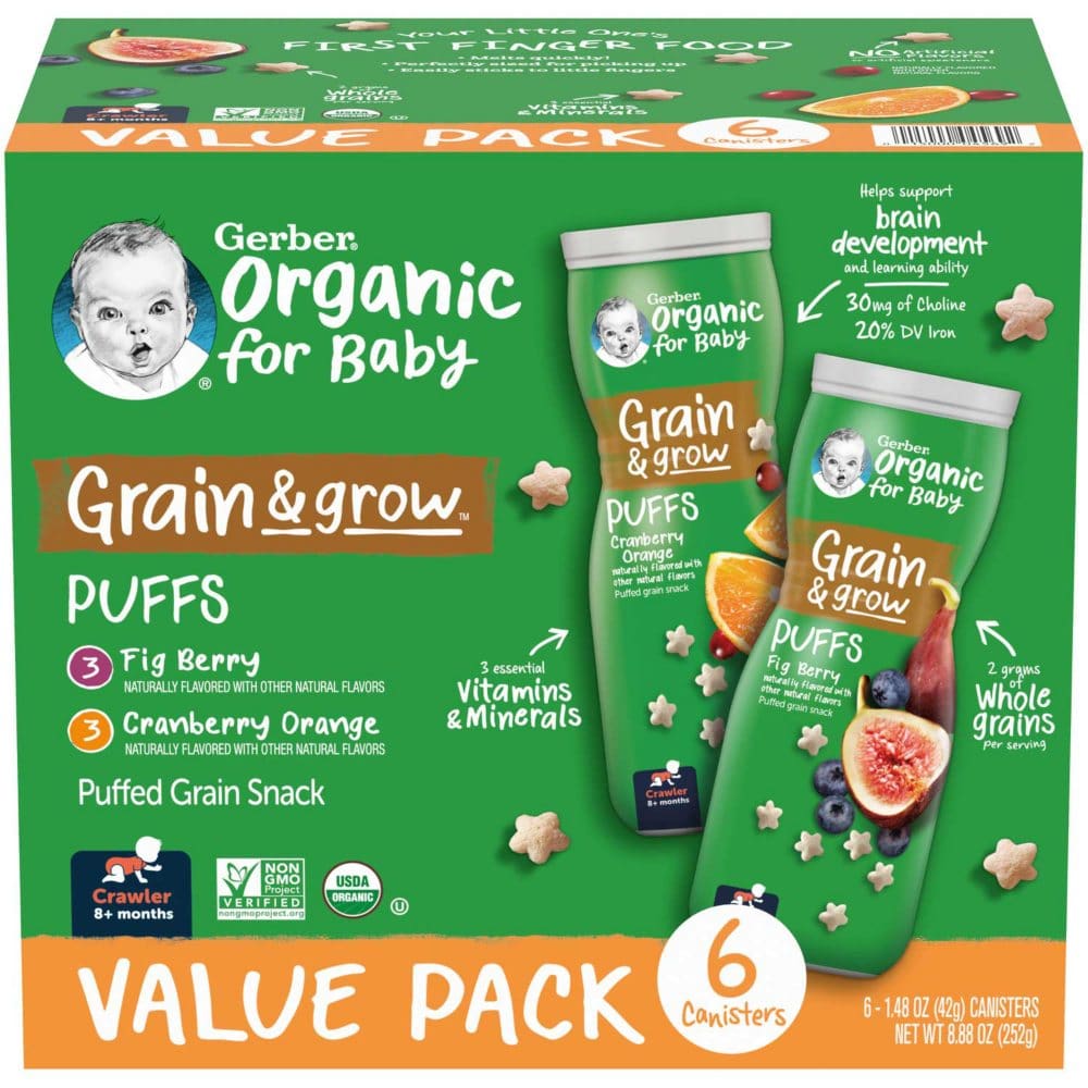 Gerber Organic Puffs Variety Pack (1.48 oz. 6 pk.) - Organic Food - Gerber Organic