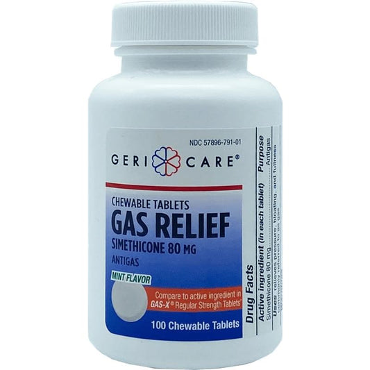 GeriCare Chewable Simethicone Tab 80Mg Bt100 Box of 100 (Pack of 6) - Over the Counter >> Pain Relief - GeriCare