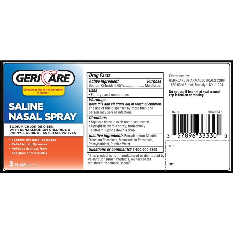 GeriCare Nasal Spray Saline 3Oz Box of OTTLE (Pack of 6) - Item Detail - GeriCare