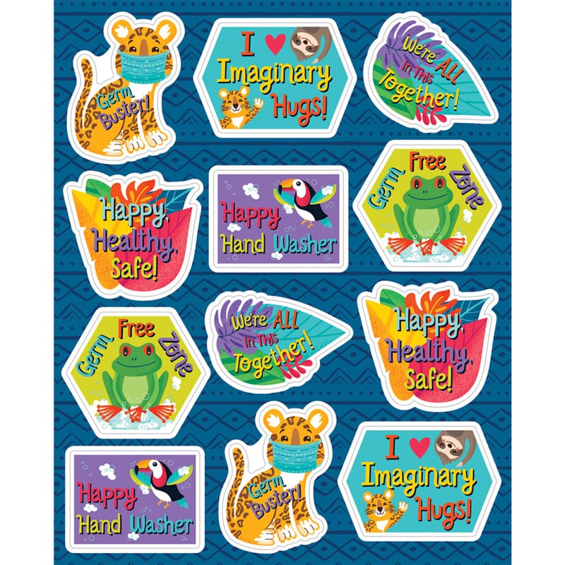 Germ Busters Shape Stickers One World (Pack of 12) - Stickers - Carson Dellosa Education