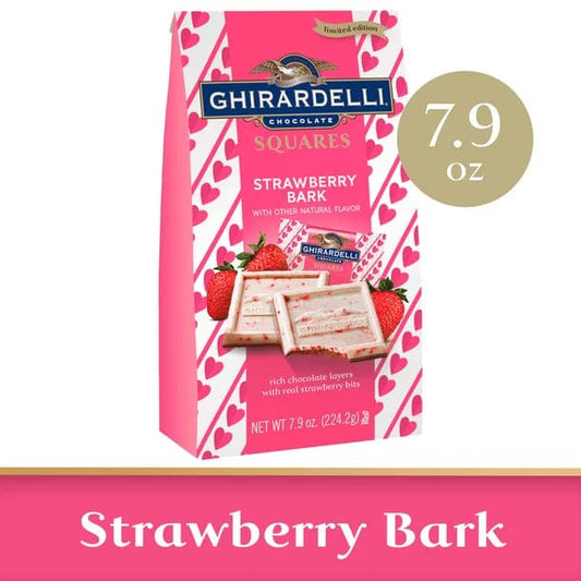 GHIRARDELLI Strawberry Bark Chocolate Squares for Valentines 7.9 Oz Bag - GHIRARDELLI