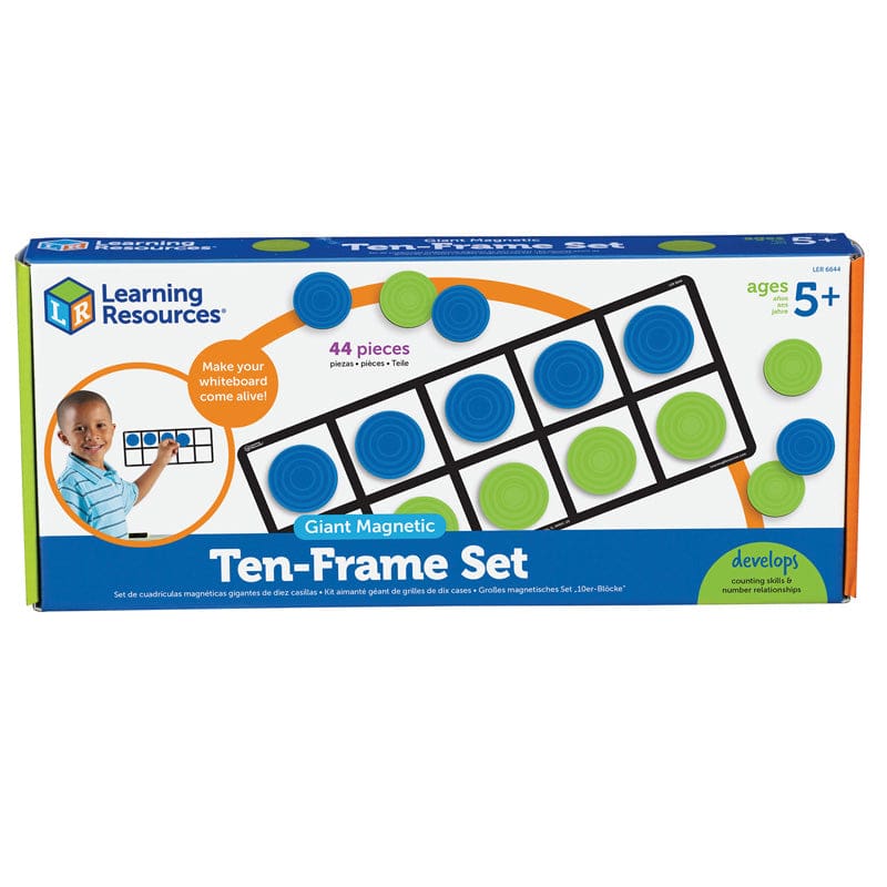 Giant Magnetic Ten Frame Set 4 Frames 40 Pieces (Pack of 2) - Base Ten - Learning Resources