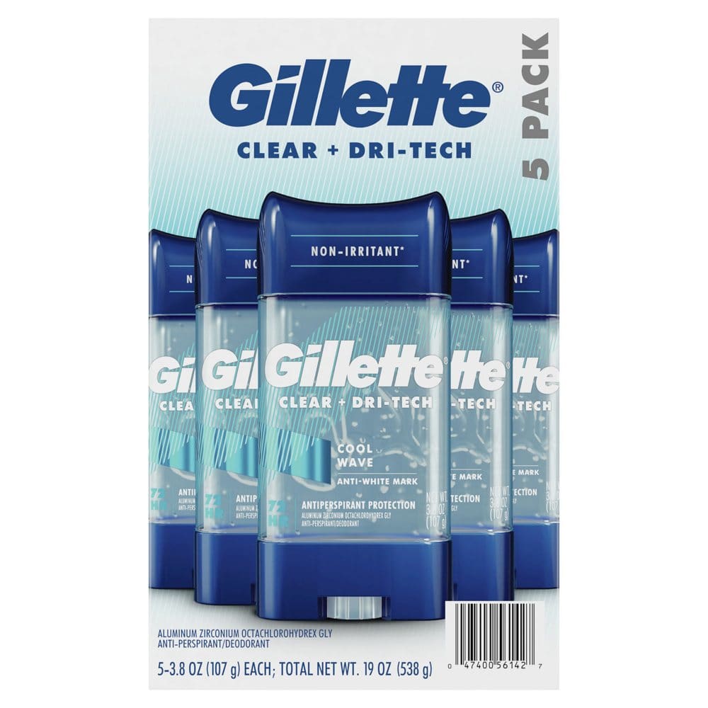 Gillette Cool Wave Clear Gel Men’s Antiperspirant and Deodorant (3.8 oz. 5 pk.) - Deodorants & Antiperspirants - Gillette Cool