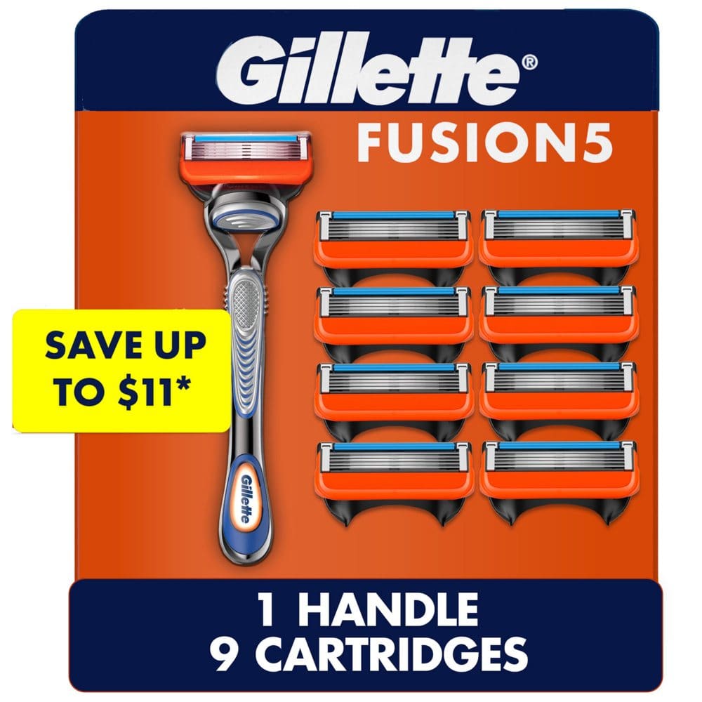 Gillette Fusion5 Men’s Razor Handle + 9 Blade Refills - Razors Shaving & Hair Removal - Gillette Fusion5