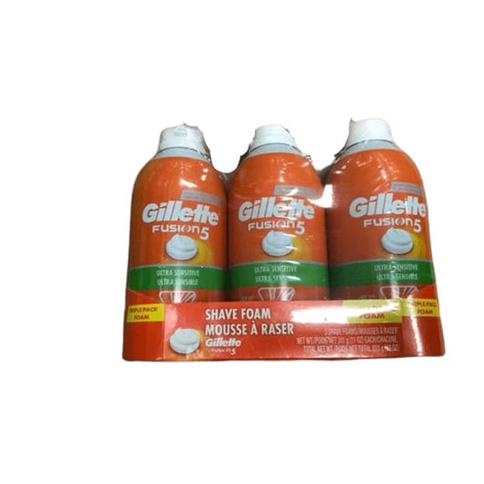 Gillette Fusion5 Ultra Sensitive Shave Foam, 3 pk./11 oz. - ShelHealth.Com