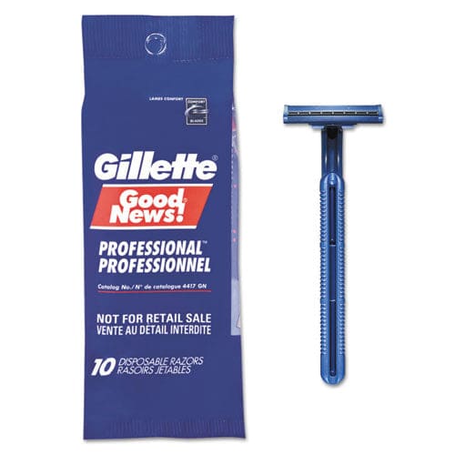 Gillette Goodnews Regular Disposable Razor 2 Blades Navy Blue 10/pack 10 Pack/carton - Janitorial & Sanitation - Gillette®