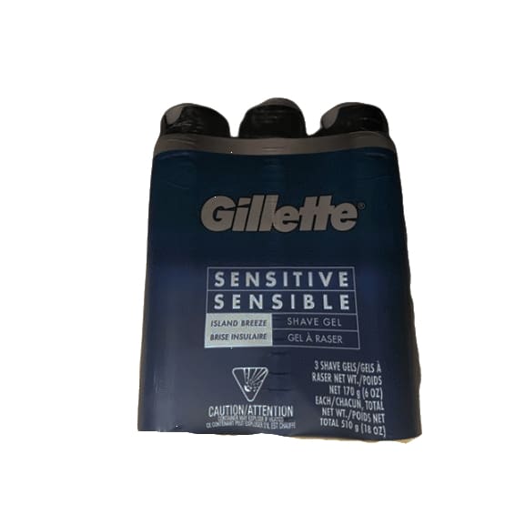Gillette Sensitive Shave Gel, 6 Ounces (Pack of 3) - ShelHealth.Com