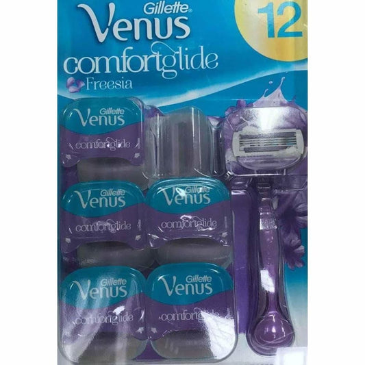 Gillette Venus ComfortGlide Freesia Women's Razor Blade with 12 Refills - ShelHealth.Com