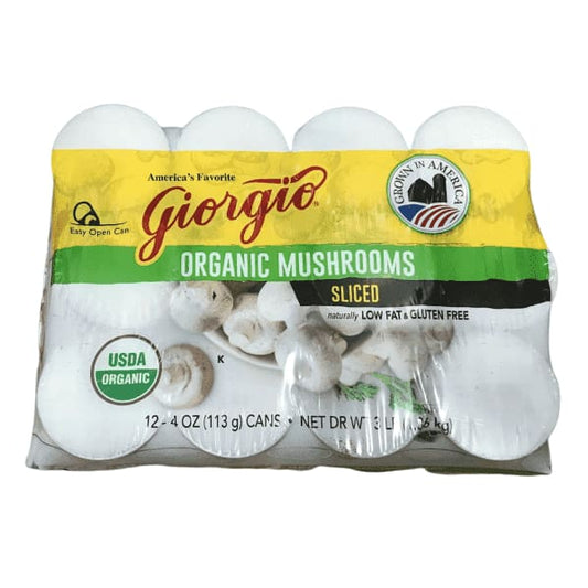 Giorgio Mushrooms, Sliced, Organic, 4-Ounce (Pack of 12) - ShelHealth.Com