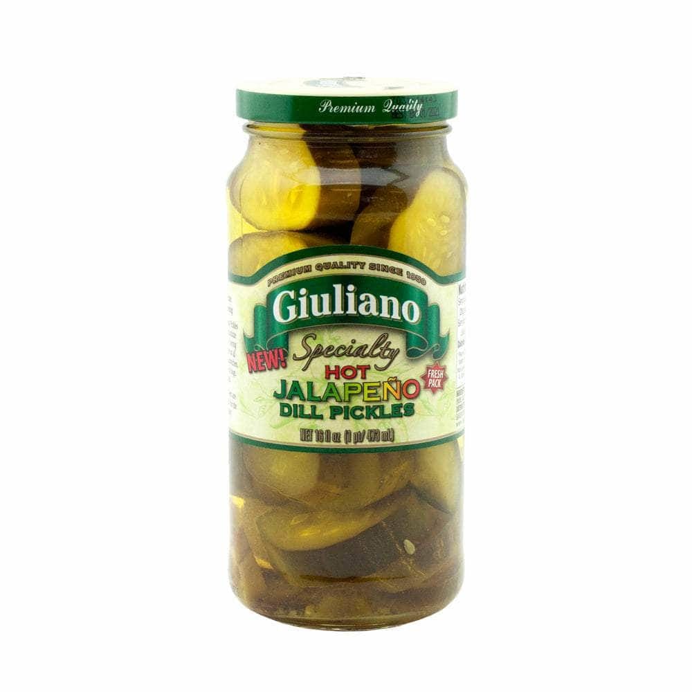 GIULIANO Hot Jalapeno Dill Pickles, 16 oz (Case of 4) ShelHealth