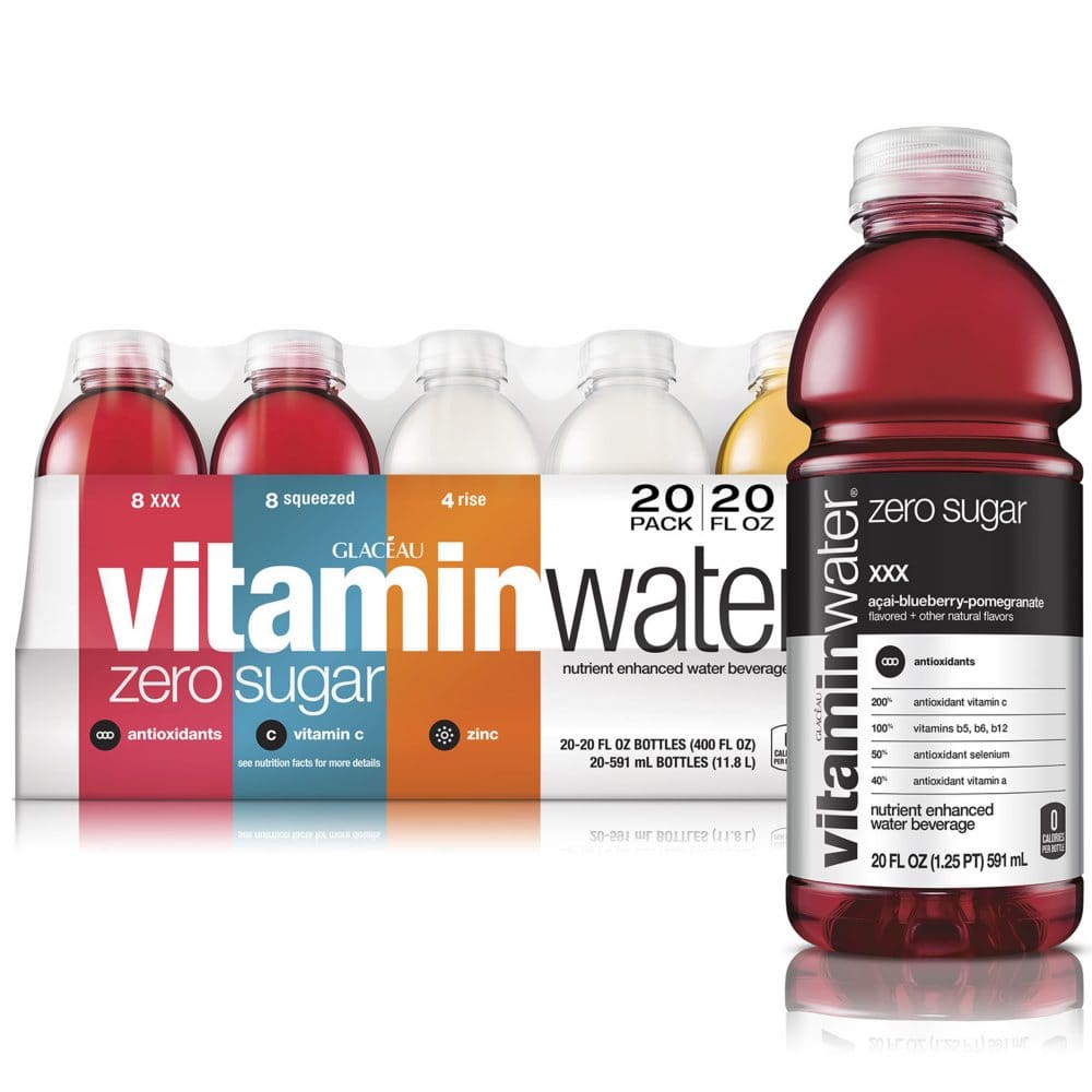 Glaceau Vitaminwater Zero Variety Pack Nutrient Enhanced Water (20 fl. oz. 20 pk.) - Bottled Water - Glaceau Vitaminwater