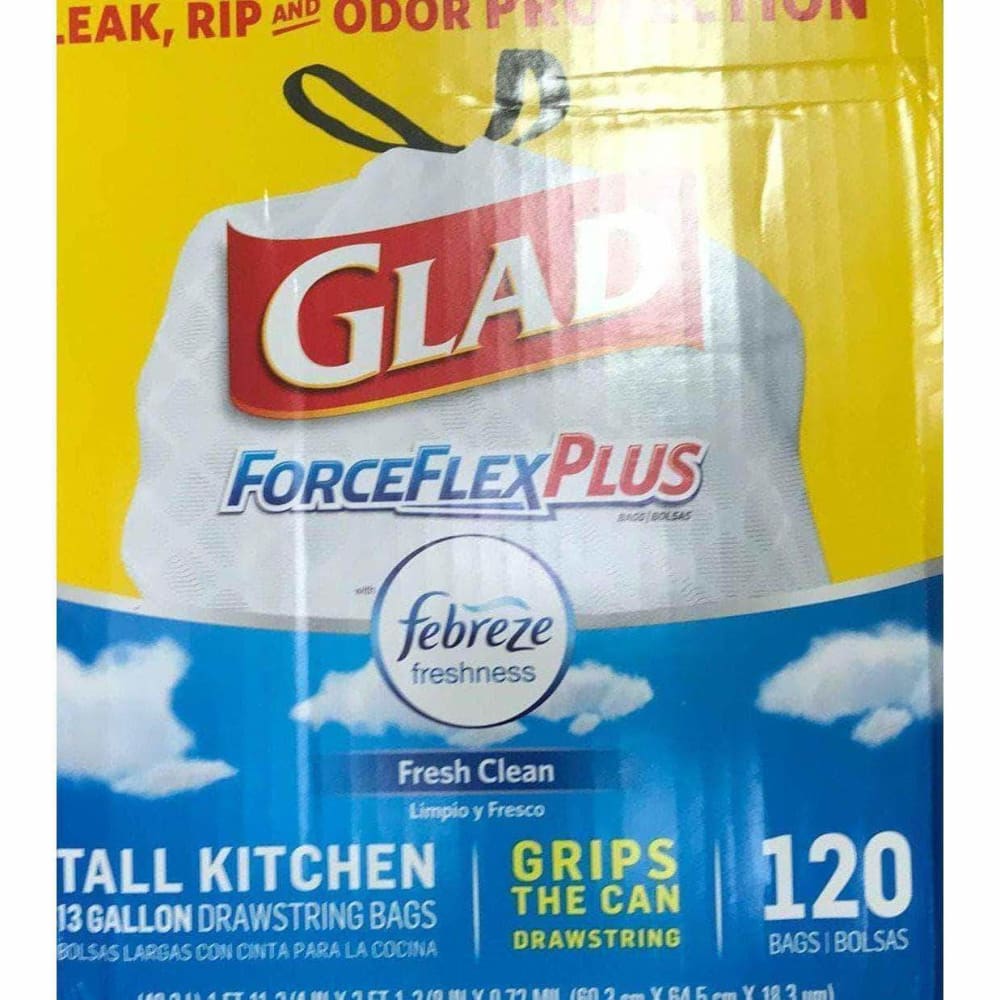 Glad 13-Gal. ForceFlex OdorShield Drawstring Plastic Trash Bags, 120 ct. - White - ShelHealth.Com