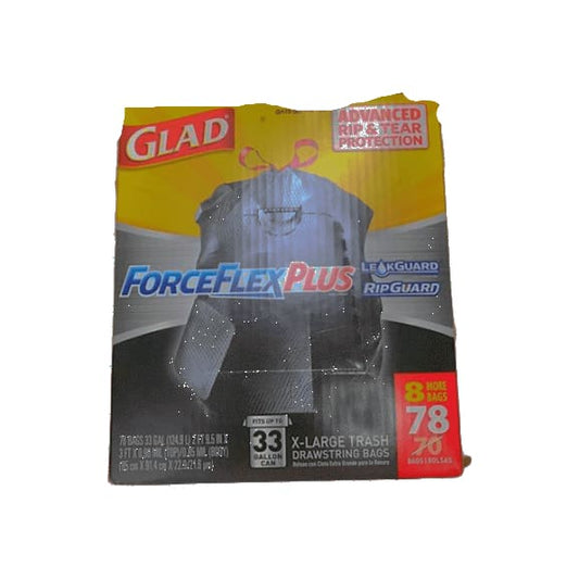 Glad 33-Gal. ForceFlex Black Drawstring Plastic Trash Bags, 70 ct. - Black - ShelHealth.Com