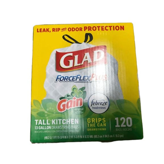 Glad ForceFlex 13-Gal. Tall Kitchen Bags with Gain Odorshield, 120 ct. - ShelHealth.Com