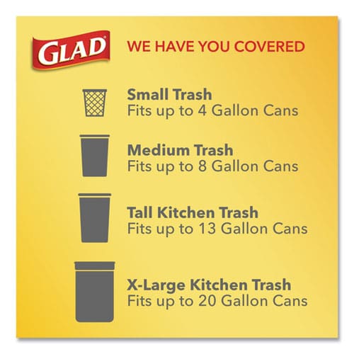 Glad Forceflexplus Odorshield Tall Kitchen Drawstring Trash Bags 13 Gal 0.9 Mil 24 X 28 White 34 Bags/box 6 Boxes/carton - Janitorial &