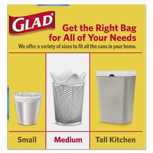 Glad Odorshield Medium Quick-tie Trash Bags 8 Gal 0.57 Mil 21.63 X 23 White 26 Bags/box 6 Boxes/carton - Janitorial & Sanitation - Glad®