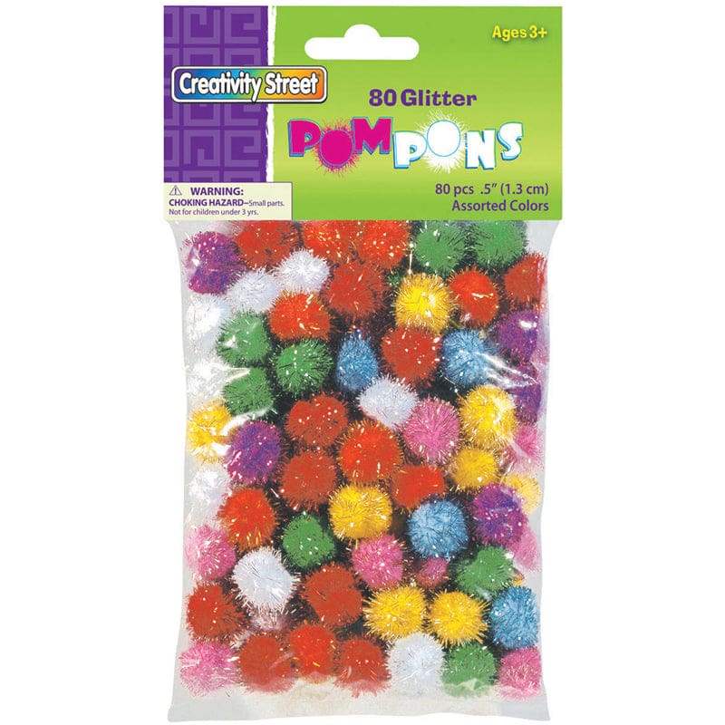 Glitter Pom Pons Bag Of 80 1/2In (Pack of 10) - Craft Puffs - Dixon Ticonderoga Co - Pacon