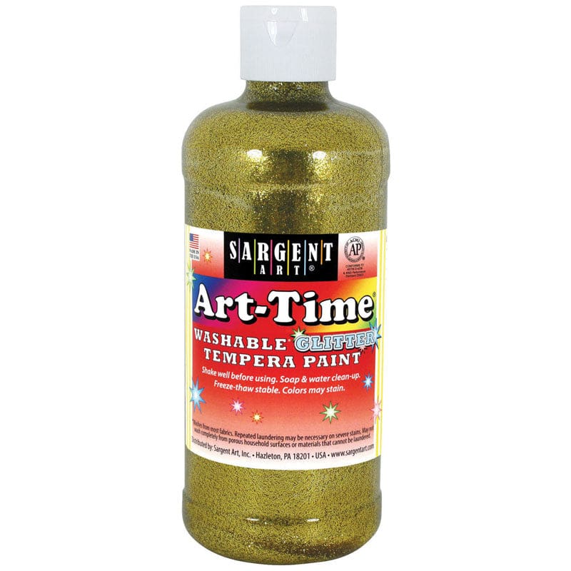 Glitter Tempera 16 Oz Gold Washable Art Time (Pack of 8) - Paint - Sargent Art Inc.