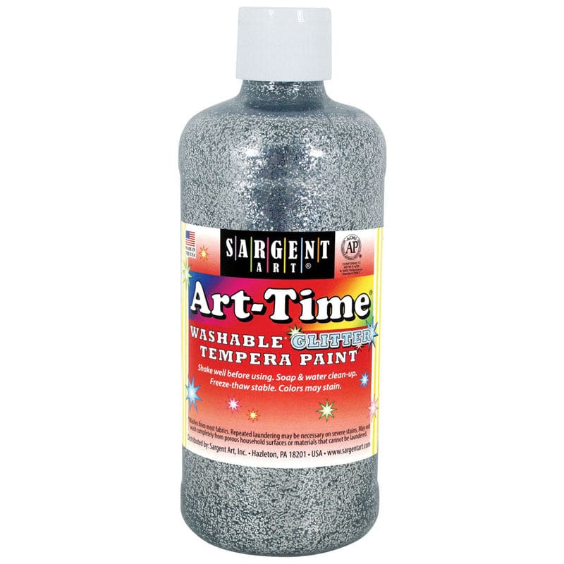 Glitter Tempera 16 Oz Silver Washable Art Time (Pack of 8) - Paint - Sargent Art Inc.