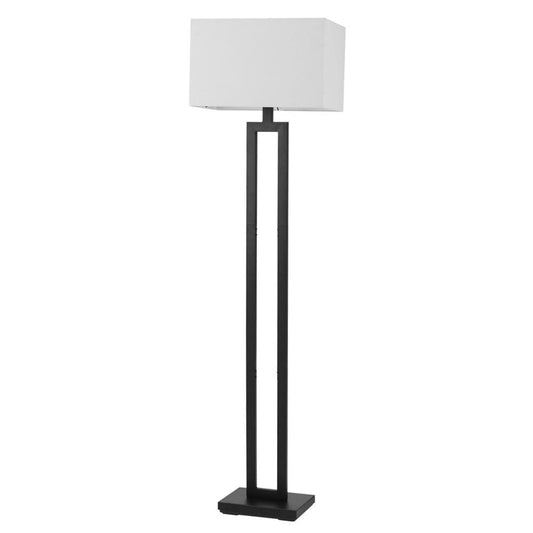 Globe Electric D’Alessio Floor Lamp in Matte Black with Linen Shade and LED Bulb - Lamps - Globe Electric