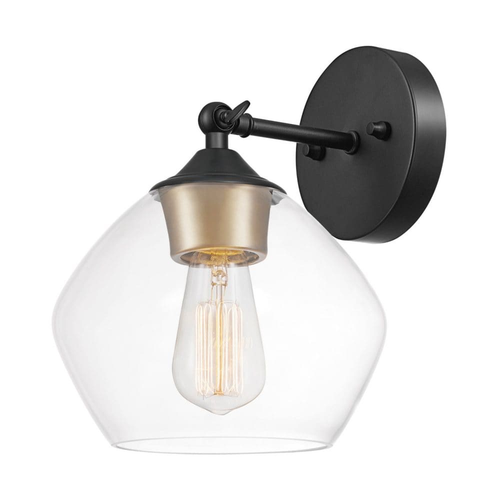 Globe Electric Harrow 1-Light Wall Sconce in Matte Black with Vintage Light Bulb - Chandeliers & Pendant Fixtures - Globe Electric