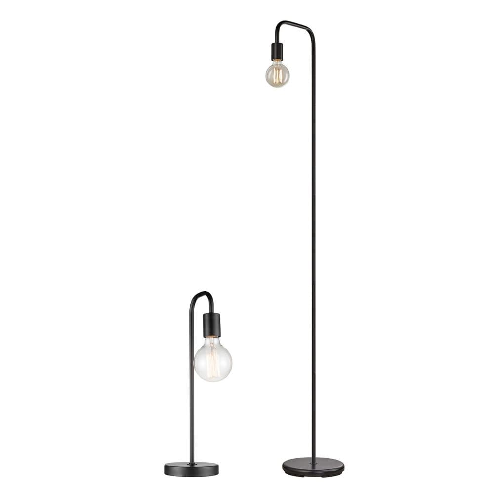 Globe Electric Holden Floor Lamp and Table Lamp Collection in Black with Bulbs - Lamps - Globe Electric