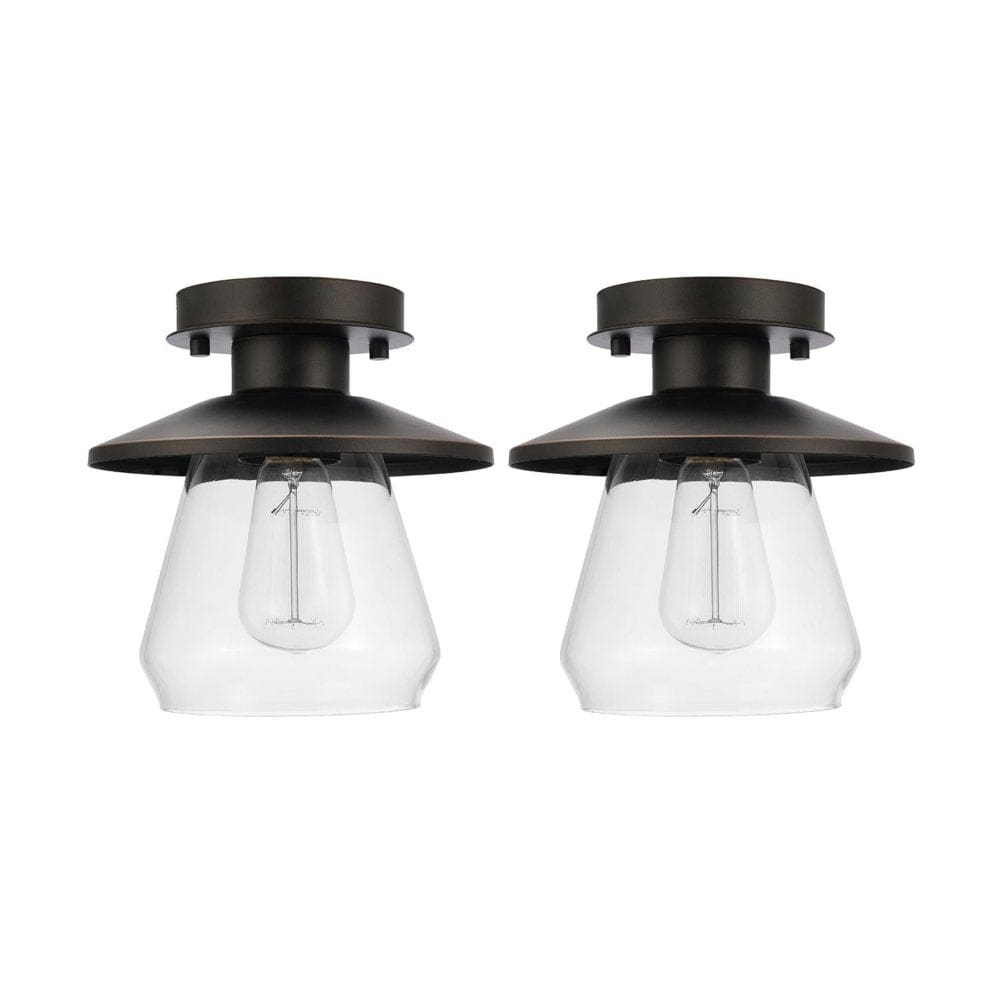 Globe Electric Nate 1-Light Flush Mount in Oil-Rubbed Bronze with Bulb (2-Pack) - Light Fixtures - Globe Electric