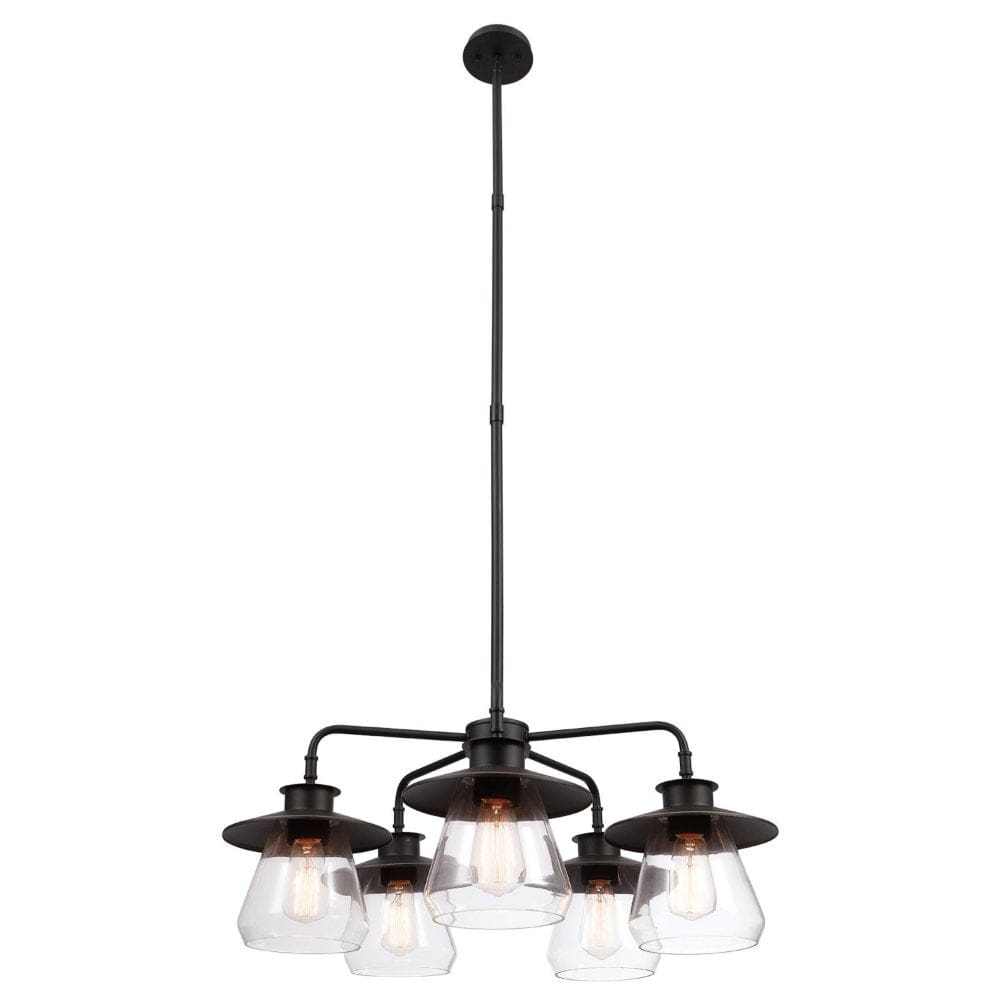 Globe Electric Nate 5-Light Chandelier in Oil-Rubbed Bronze with Vintage Bulbs - Chandeliers & Pendant Fixtures - Globe Electric